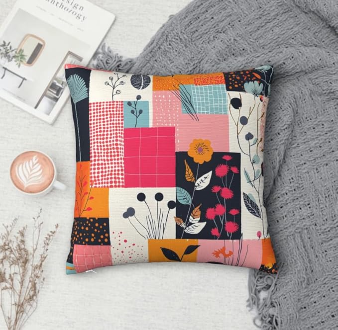 Throw Pillow Covers 18x18 Set of 2, Modern Flowers Cushion Covers, Decorative - Image 4