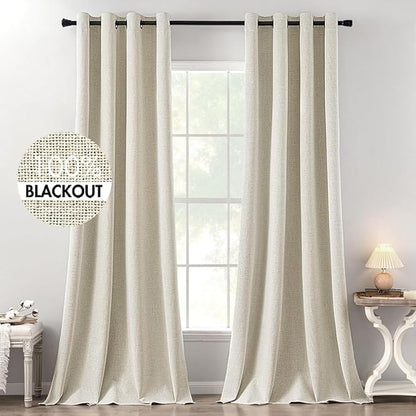 MIULEE 100% Blackout Linen Textured Curtains by MIULEE