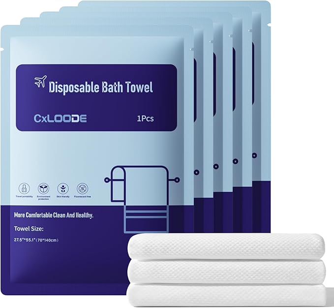 Disposable Bath Towels for Travel, Baby-Safe Disposable Towels Zero Fluorescent by CXLoode