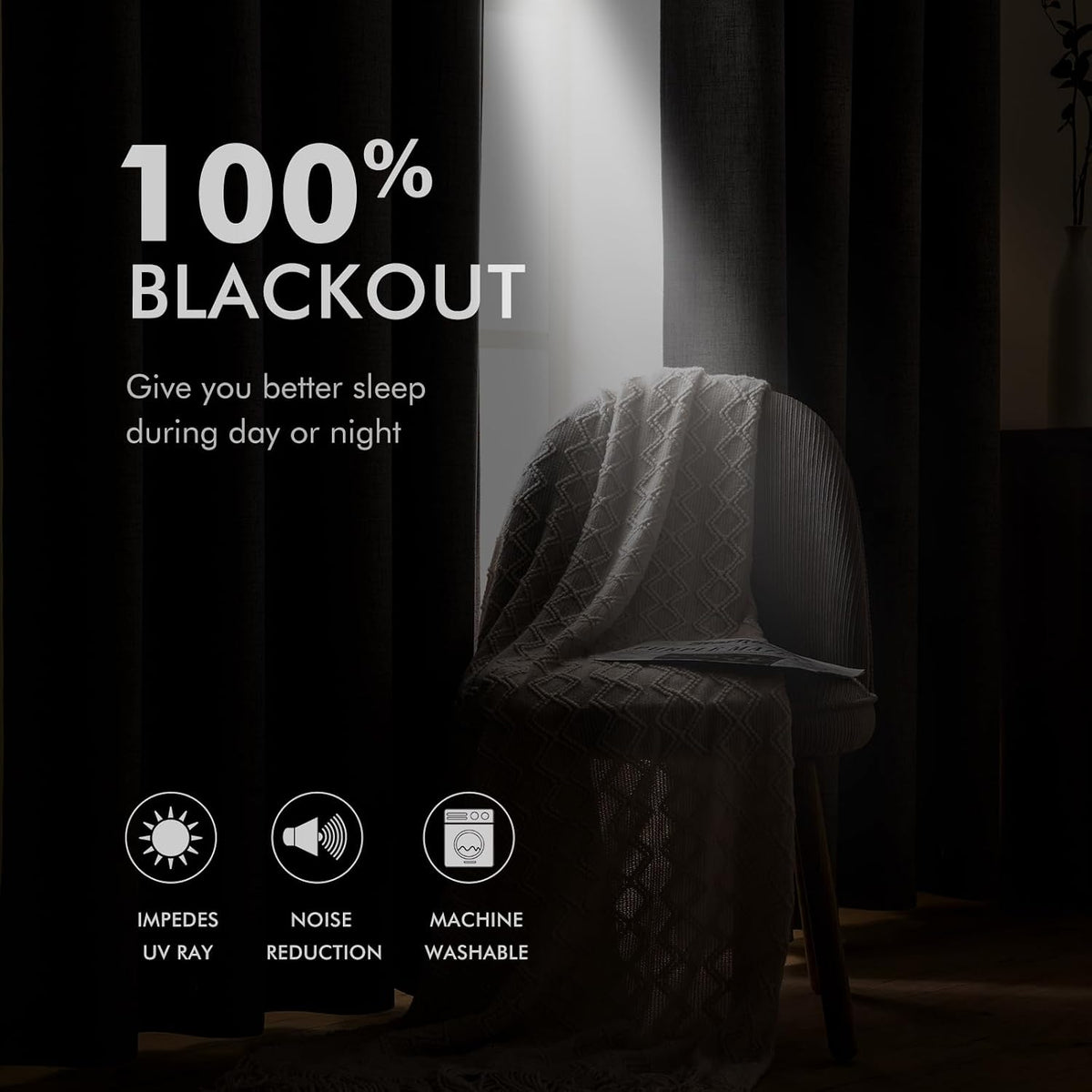 miulee extra wide 100% blackout linen curtains for, close-up detail