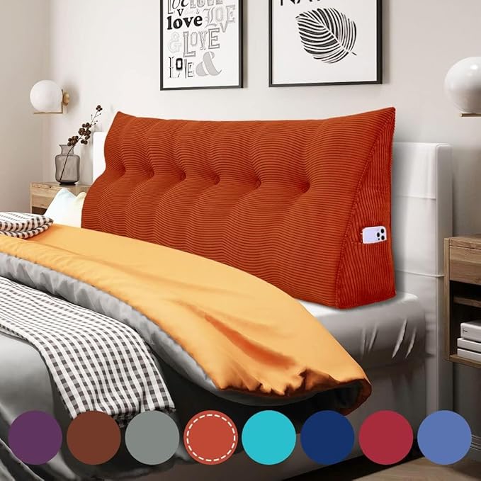 WOWMAX 100% Cotton Corduroy Headboard Pillow – California King Size Back by WOWMAX