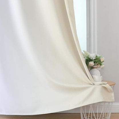 Estelar Textiler Beige and Greyish White Blackout Curtains 108 Inches Long - Image 6