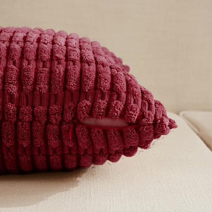 Fancy Homi 4 Packs Burgundy Decorative Throw Pillow Covers 22x22 Inch - Image 3