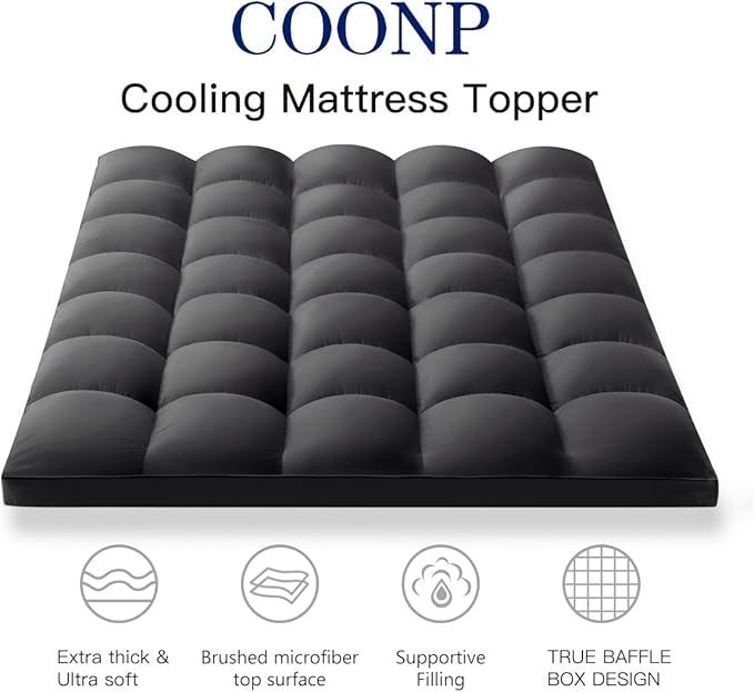 COONP Queen Mattress Topper, Extra Thick Pillowtop, Cooling Plush Mattress Pad - Image 2