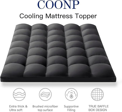 COONP Full Mattress Topper, Extra Thick Pillowtop, Cooling Plush Mattress Pad - Image 2