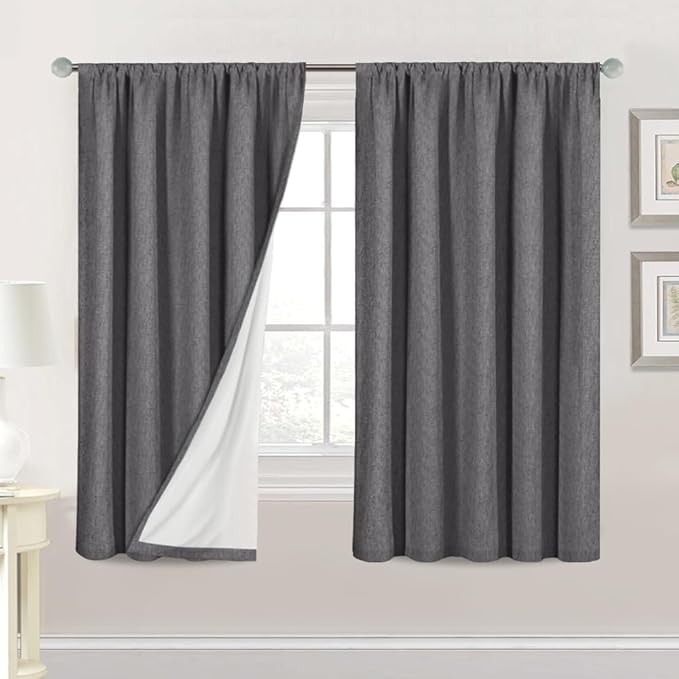 H.VERSAILTEX Linen Look 100% Blackout Curtains 63 Inches Long by HVERSAILTEX