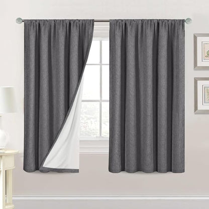 H.VERSAILTEX Linen Look 100% Blackout Curtains 63 Inches Long by HVERSAILTEX