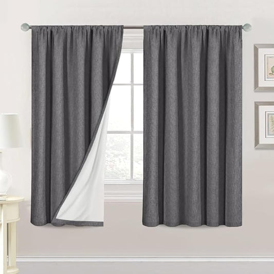 H.VERSAILTEX Linen Look 100% Blackout Curtains 63 Inches Long by HVERSAILTEX