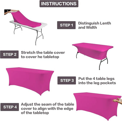 IVAPUPU 4FT Table Cloth for Rectangular Fitted Events Stretch Fuchsia Table - Image 4