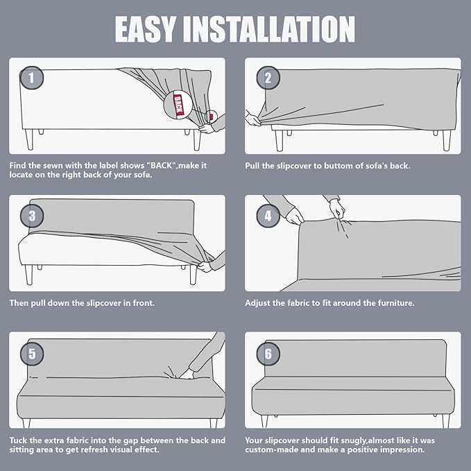 molasofa Leather Like Stretch Futon Slipcover Armless Futon Bed Sofa Cover - Image 7