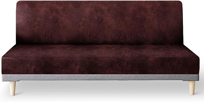molasofa Leather Like Stretch Futon Slipcover Armless Futon Bed Sofa Cover by Molasofa
