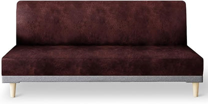 molasofa Leather Like Stretch Futon Slipcover Armless Futon Bed Sofa Cover by Molasofa