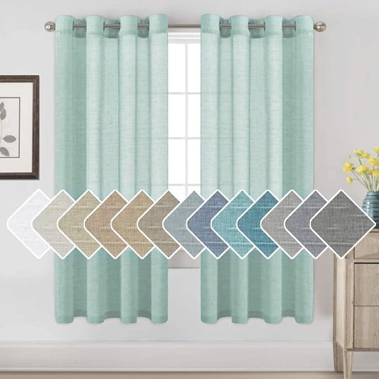 H.VERSAILTEX Linen Curtains Nickel Grommet Natural Linen Semi-Sheer Curtains 2 by HVERSAILTEX