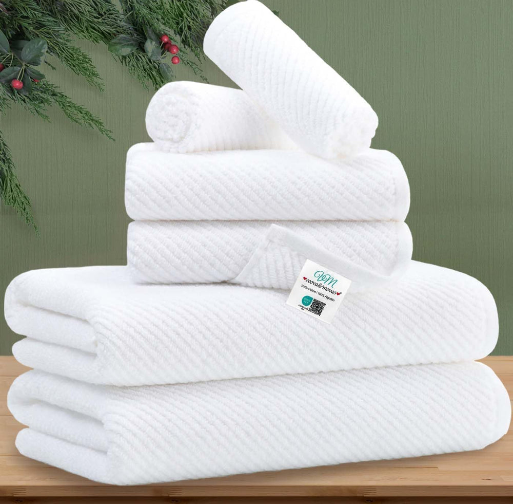 VOOVA & MOVAS White Luxury Towels Set, Cotton, Soft & Absorbent