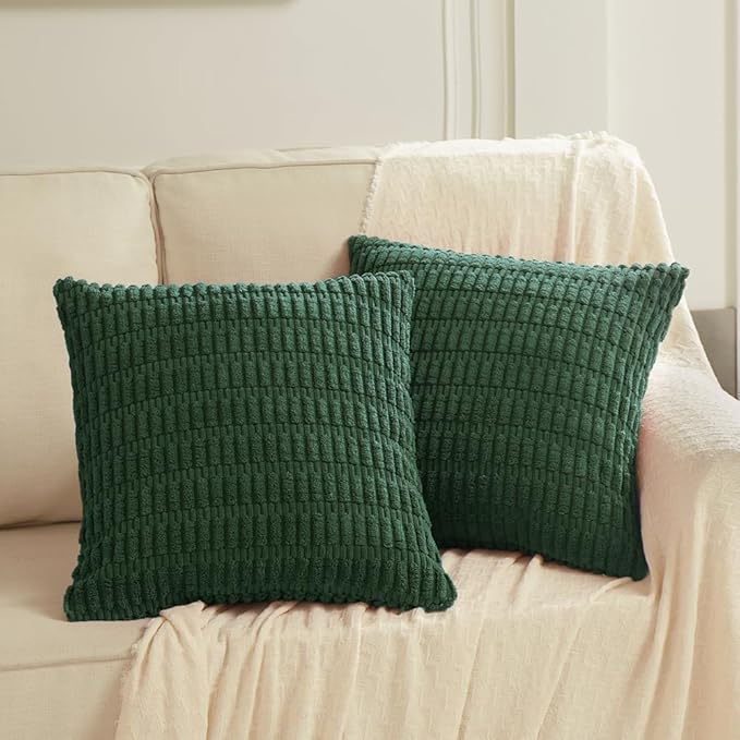 Fancy Homi Set of 4 Dark Green Boho Decorative Throw Pillow Covers 22x22 Inch - Image 6