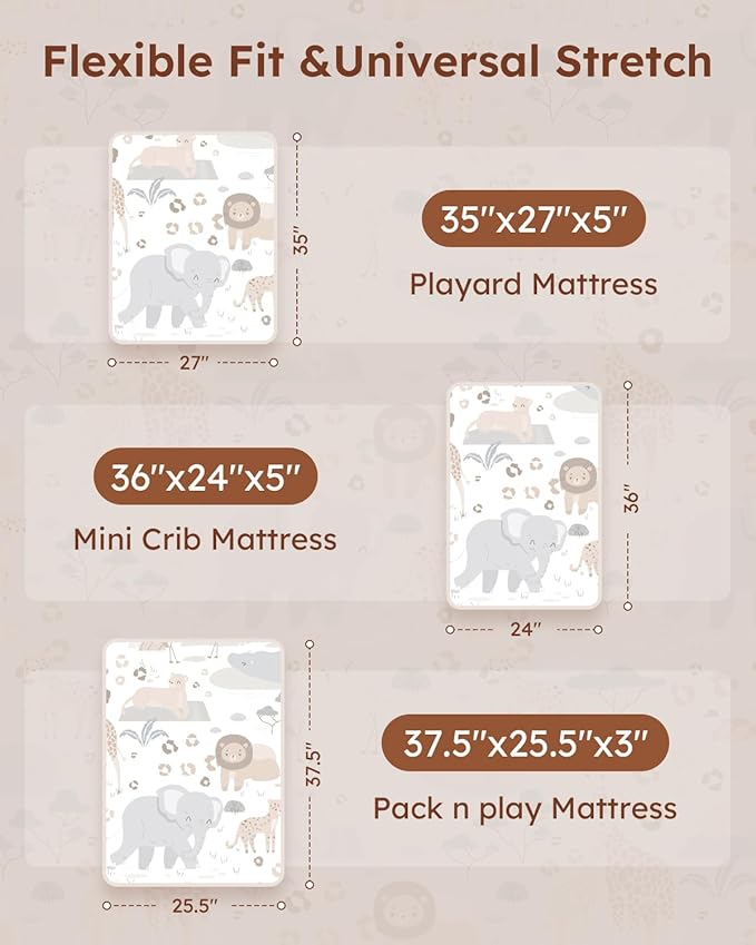 Pack and Play Sheets Fitted 3 Pack, Mini Crib Sheets - Image 3