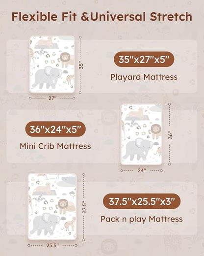 Pack and Play Sheets Fitted 3 Pack, Mini Crib Sheets - Image 3