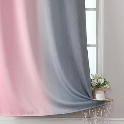 Pink and Grey Blackout Curtains 84 inch Length, Ombre Full Room Darkening - Image 6
