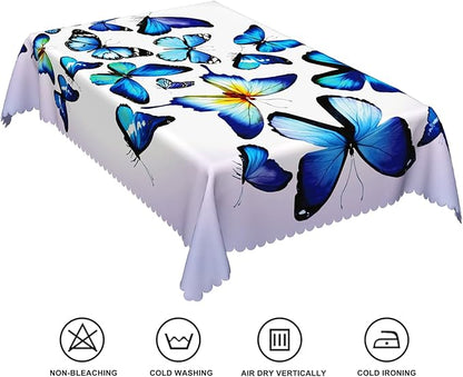 60x108inches Blue Butterfly Rectangle Tablecloth Natural Butterflies Light - Image 6