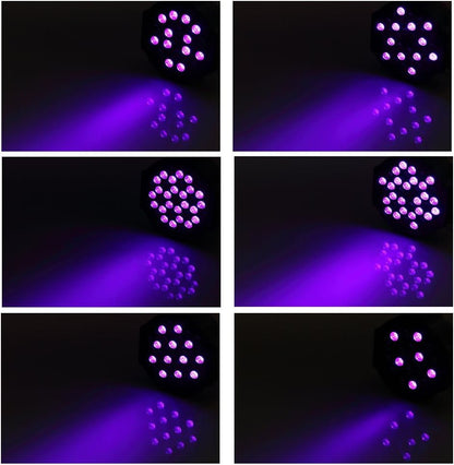 36LED Black Lights, U`King 72W UV Stage Lights Blacklight with Glow in The Dark Party Supplies by DMX Remote Control for Halloween Stage Lighting (1 Pack)