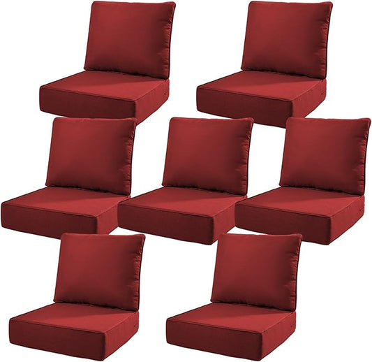 6" Thick Outdoor Cushions 22x24x6, 7-Set Deep Seat Patio Cushions by Pugire