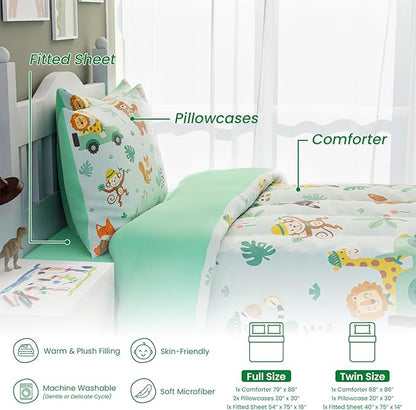 SANDJEST Jungle Animal Comforter Set Full Size 98x86in - Image 3