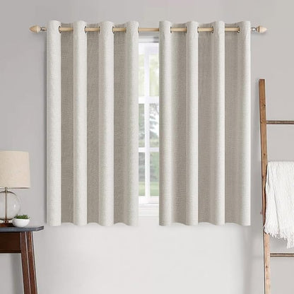 MIULEE Linen Textured Curtains for Bedroom Solid 100% Blackout Thermal by MIULEE