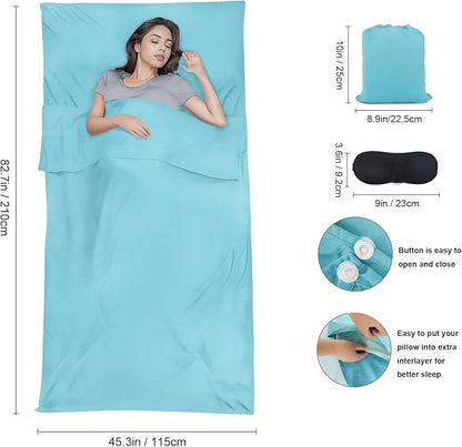 Sleeping Bag Liner, Travel Sheet & Adult Sleep Sack, Camping Sheets Travel - Image 2
