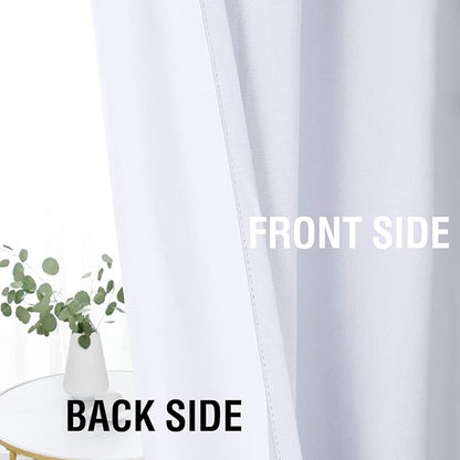 H.VERSAILTEX Linen Look 100% Blackout Bright White Curtains 45 Inches Long - Image 7