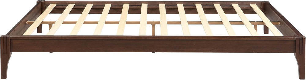 Merax Mid-Century Solid Bamboo Wood Queen Bed Frame,Chocolate