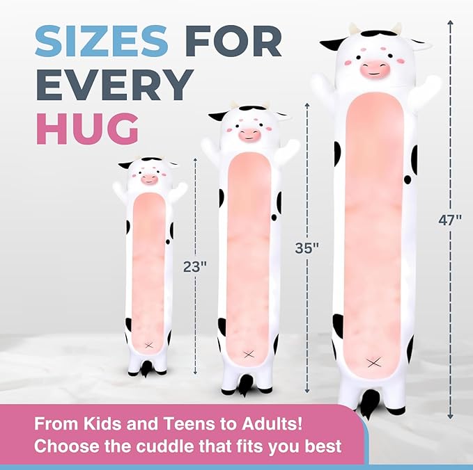 Cow Print Plush Body Pillow for Kids | Long Stuffed Animal Cuddle Pillow | Soft - Image 6