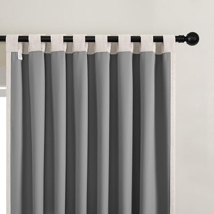 CUCRAF Linen 100% Blackout Curtains 90 Inch Length 2 Panels Set, Back Tab and - Image 3