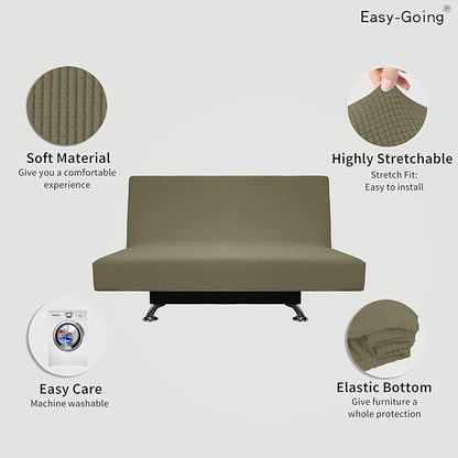 Easy-Going Stretch Futon Slipcover Armless Futon Bed Cover Furniture Protector - Image 3
