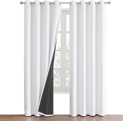 chrisdowa white 100% blackout curtains for bedroom 84, front angle view
