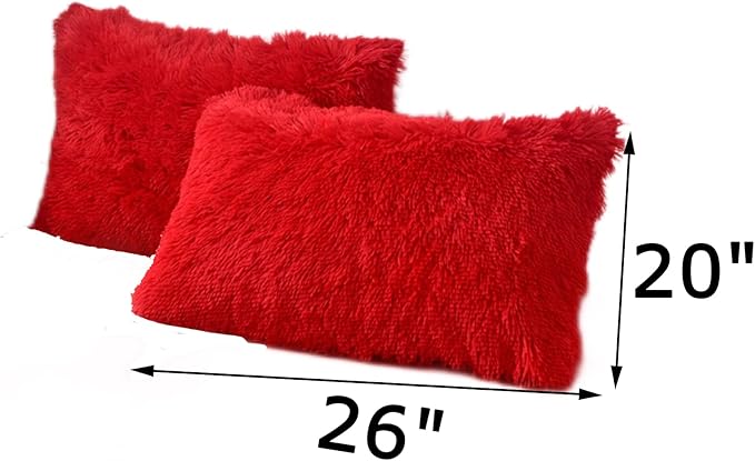 MorroMorn Decorative Pillows Covers, 2 Packs Faux Fur Pillow Cases Standard Size - Image 2