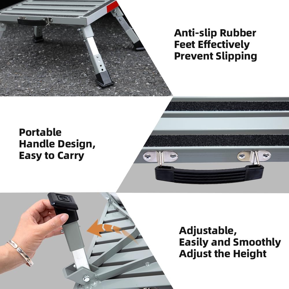 homeon wheels 19" x 14.5" large rv step, side view