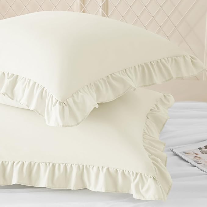 KKJIAF Ruffle Pillow Cases 18x18 Inches, Microfiber Wrinkle Resistant Pillow - Image 2