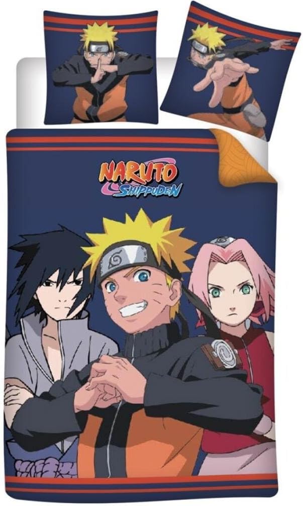 Naruto Duvet Cover for 90 cm Bed 140 x 200 cm Cotton Sleeve Gift | Reversible Bedding | Breathable Natural Cotton | Official Sleeve | Teen | Gift | Machine Washable