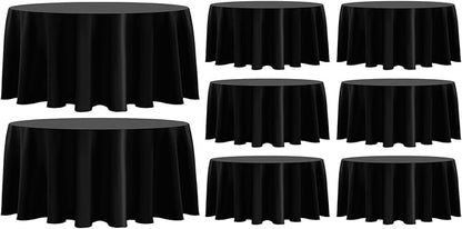 Round Tablecloth 8 Pack 90 Inch Black Tablecloths Washable Decorative Linen by AOCOZHomeLifeMuseum