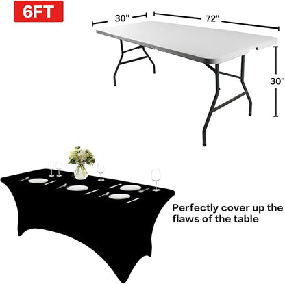 IVAPUPU 2 Pack 6FT Table Cloth for Rectangular Fitted Events Stretch Black - Image 3