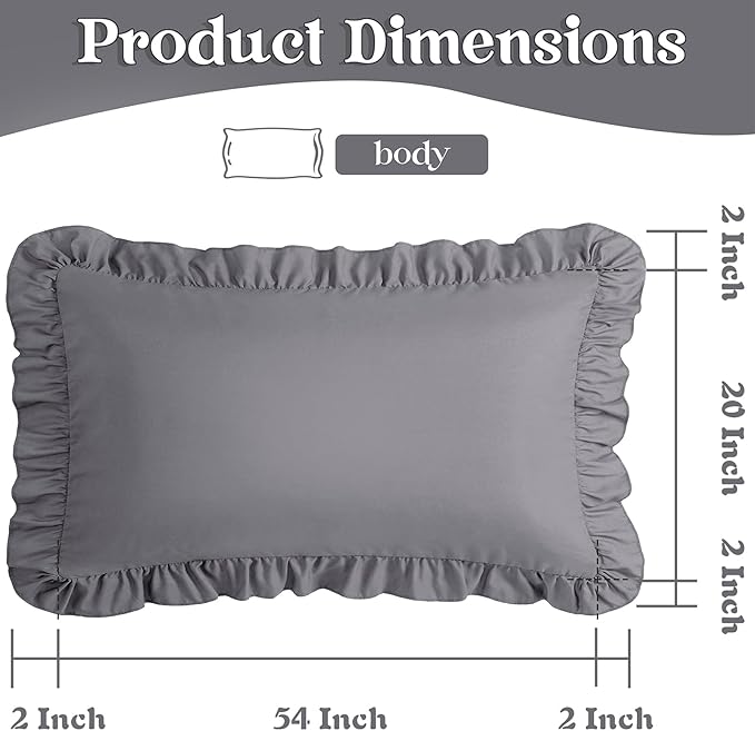 KKJIAF Ruffle Body Pillow Cases Set of 1, Ruffled Pillow Covers - Image 3
