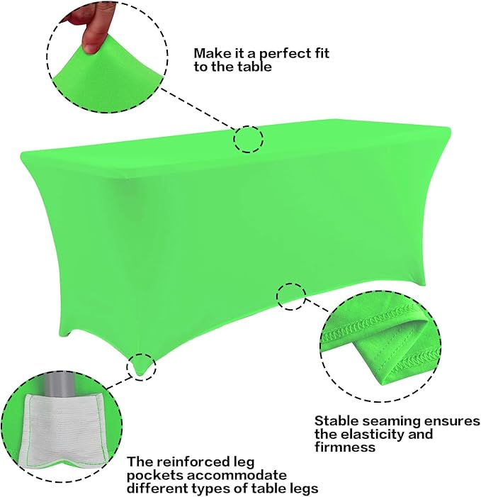 IVAPUPU 6FT Table Cloth for Rectangular Fitted Events Stretch Green Table - Image 2