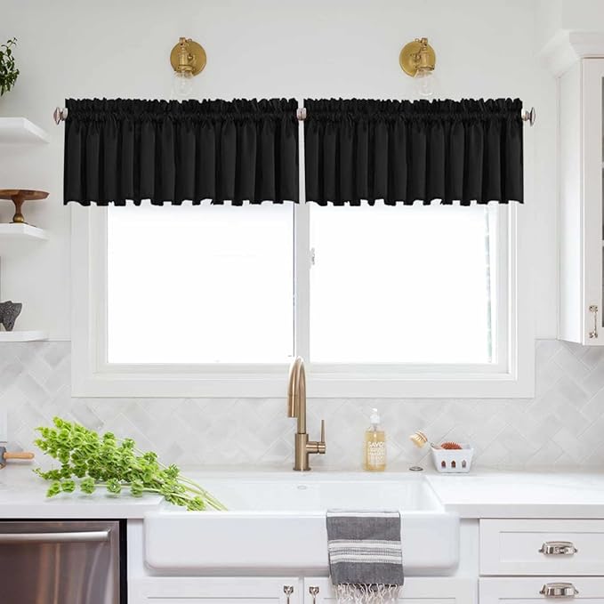 Black Valance Curtains for Bedroom & Living Room - Image 2