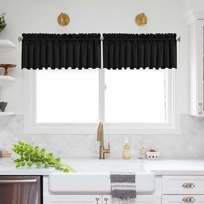 Black Valance Curtains for Bedroom & Living Room - Image 2