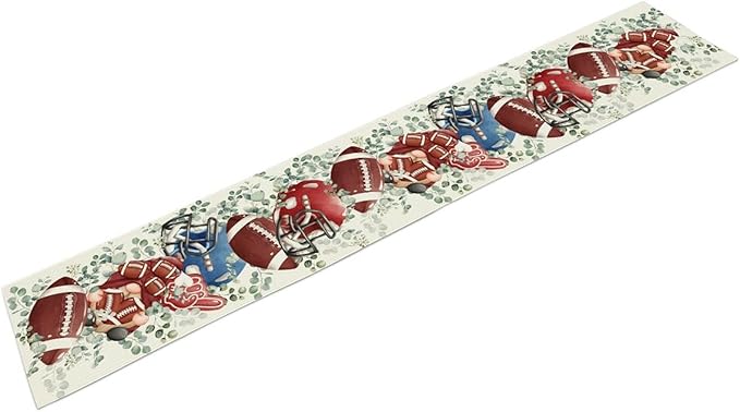 Rugby Table Runner, Seasonal Eucalyptus Rugby Boy Gnome Football Game Day - Image 6