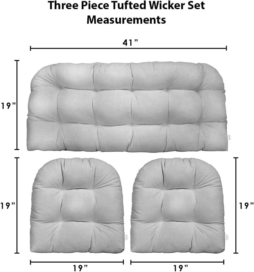 RSH DECOR 3Piece Wicker Tufted Outdoor Chair Cushions for Patio Furniture, Te...