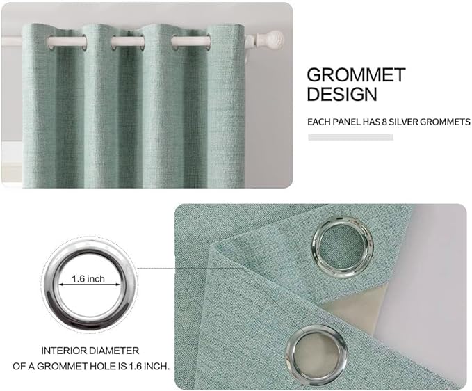 MIULEE Linen Texture Curtains for Bedroom Solid 100% Blackout Thermal Insulated - Image 4