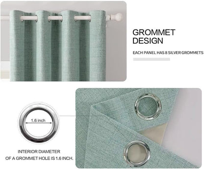 MIULEE Linen Texture Curtains for Bedroom Solid 100% Blackout Thermal Insulated - Image 4