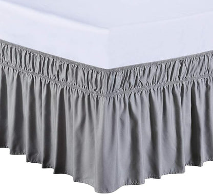 MEILA Wrap Around Bed Skirt Three Fabric Sides Elastic Dust Ruffled 24 Inch by MEILA