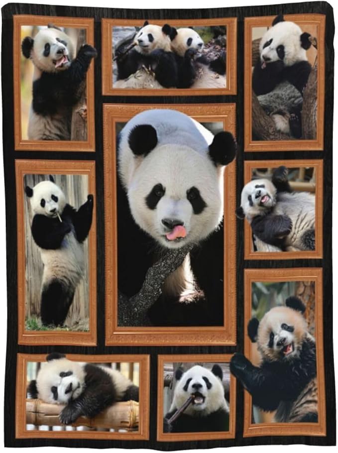 Panda Blanket Panda Throw Blanket Flannel Stuff Merch Cozy Decor Fleece Plush - Image 9